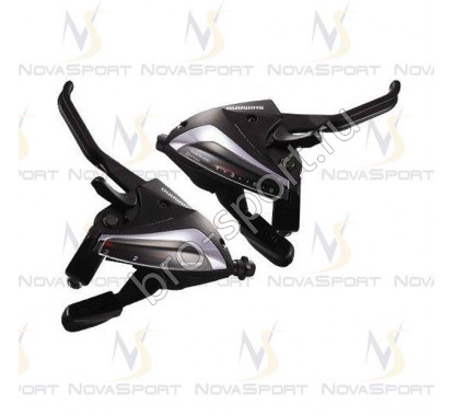 Шифтер/тормозная ручка Shimano Tourney ST-EF65 лев/пра 3*7ск черный тр.+оплетк ESTEF65P7AL
