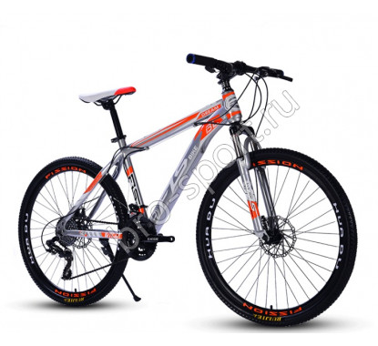 Велосипед FLS Bike Серебро с оранжевым на спицах