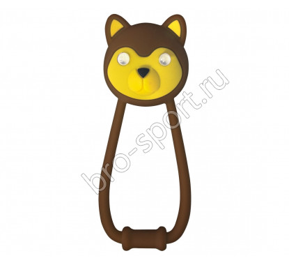Фонарик задний KLS TEDDY коричневый силиконовый, 2 LED, режимы: 100% (80ч), мигающий (125ч), батарейки: 2x 2032 (в компл.), влагозащита IPX 4