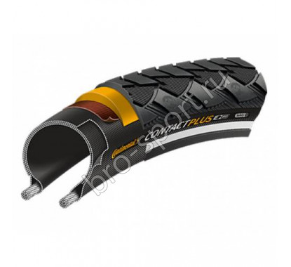 Покрышка Continental CONTACT Plus, 28 x 1,75,(47-622) чёр. с светоотражающей полосой