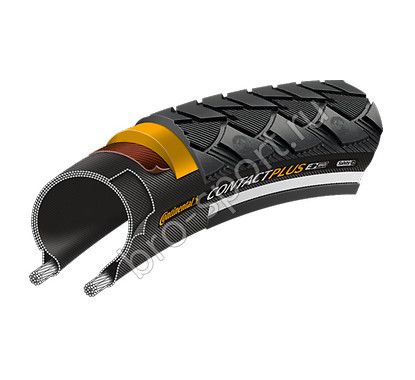 Покрышка Continental CONTACT Plus, 24 x 1.75, 47-507, чёр./чёр. Reflex, 180TPI, SafetyPlusBreaker, E50